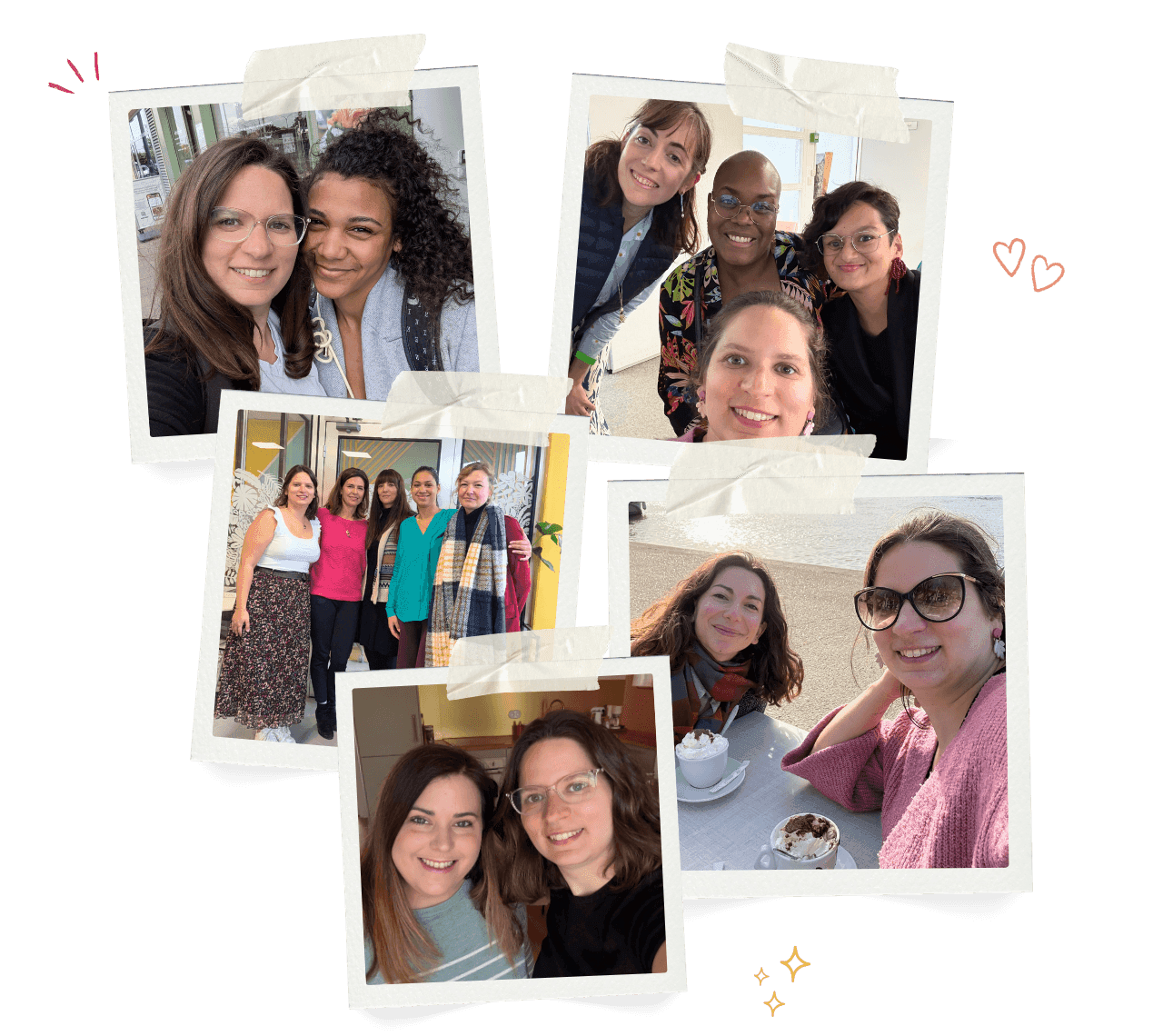 Collage de photos de Laura Vandeville avec ses clientes entrepreneuses après leurs séances
